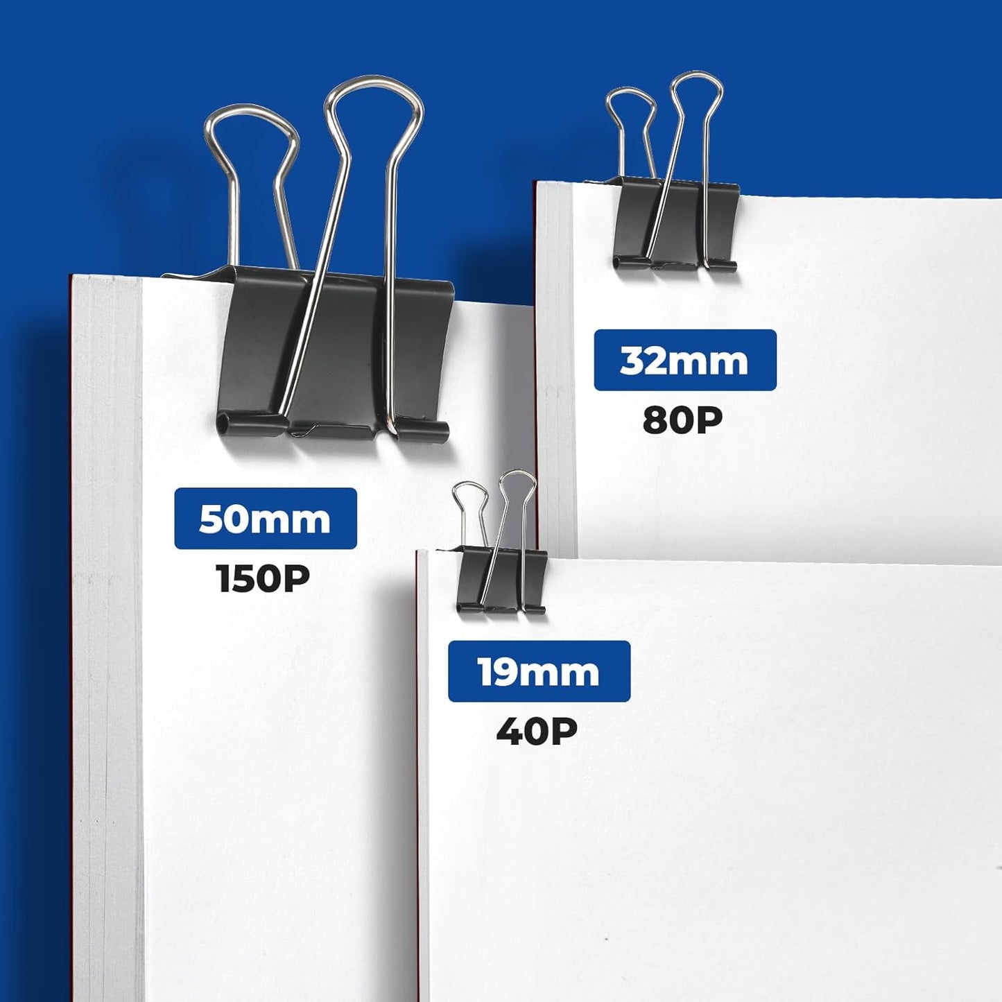 Eclirgan 1.2-Inch Medium Paper Clamp with Heavy-Duty/Rust-Resistant/Folding,96-Pack Thick Metal Binder Clip in 8 Boxes，Black Paper Clips Set for DIY/Crafts/File/Paperwork