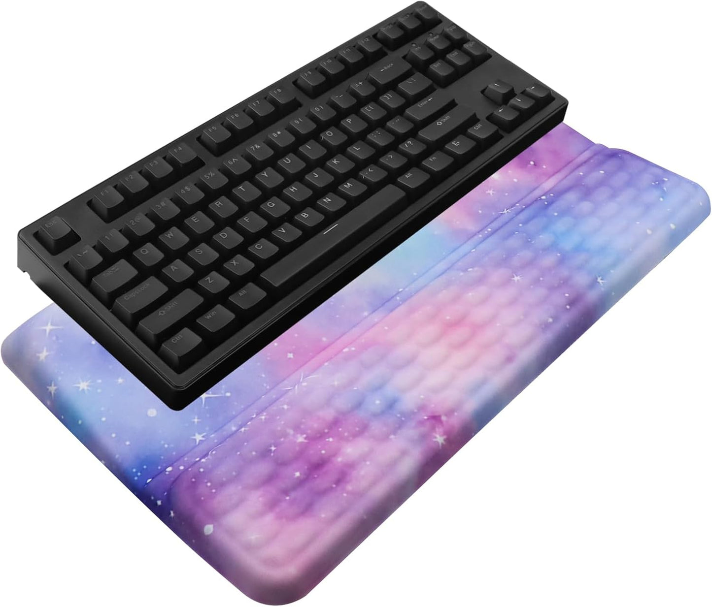 Computer Keyboard Stand with Wrist Rest, Ergonomic Tilted Keyboard Holder - Keyboard Riser with Wrist Pad - Keyboard Tray Support for Office Home -Colorful Stars