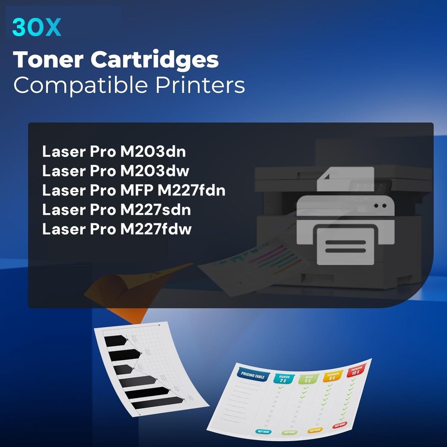 30X CF230X Black Toner Cartridges with Chip for M203dw Toner MFP M227fdn Toner Replacement for HP 30X 30A Toner Works with Laser Pro M203dn M203dw Pro MFP M227fdn M227sdn M227fdw Printer (2 Black)