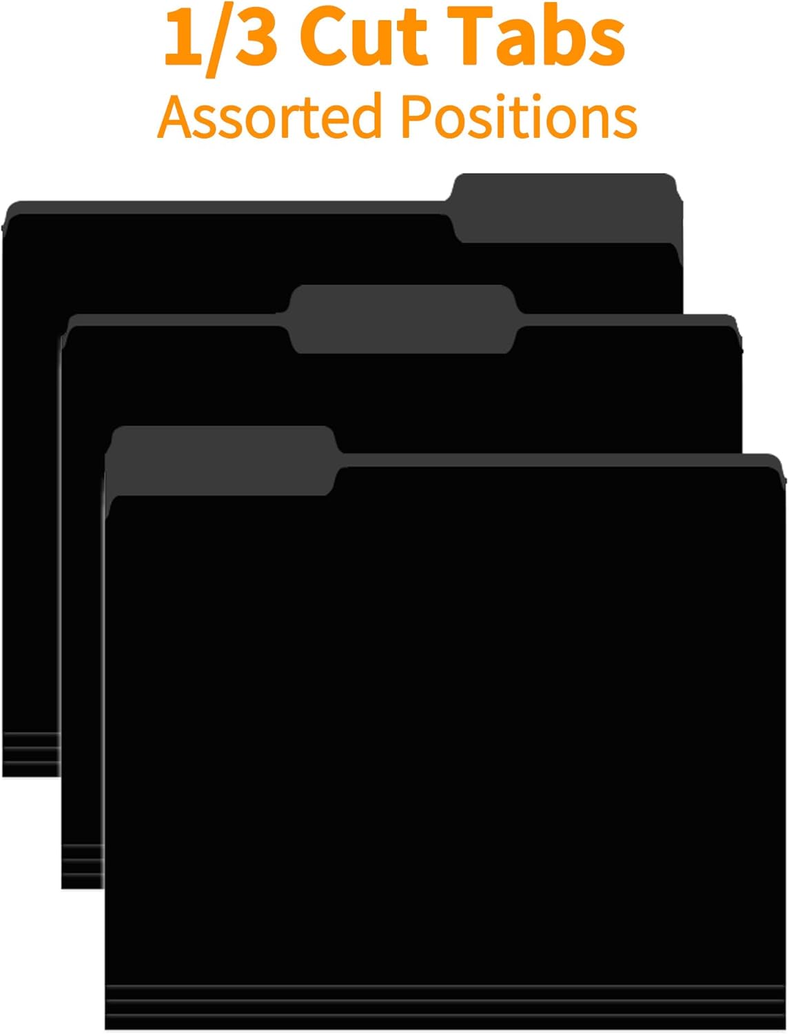 100 Packs Black File Folder,File Folders Letter Size,1/3-Cut Tabs,8.5x11 File Folders for Office,School and Home,Organizer File Folder