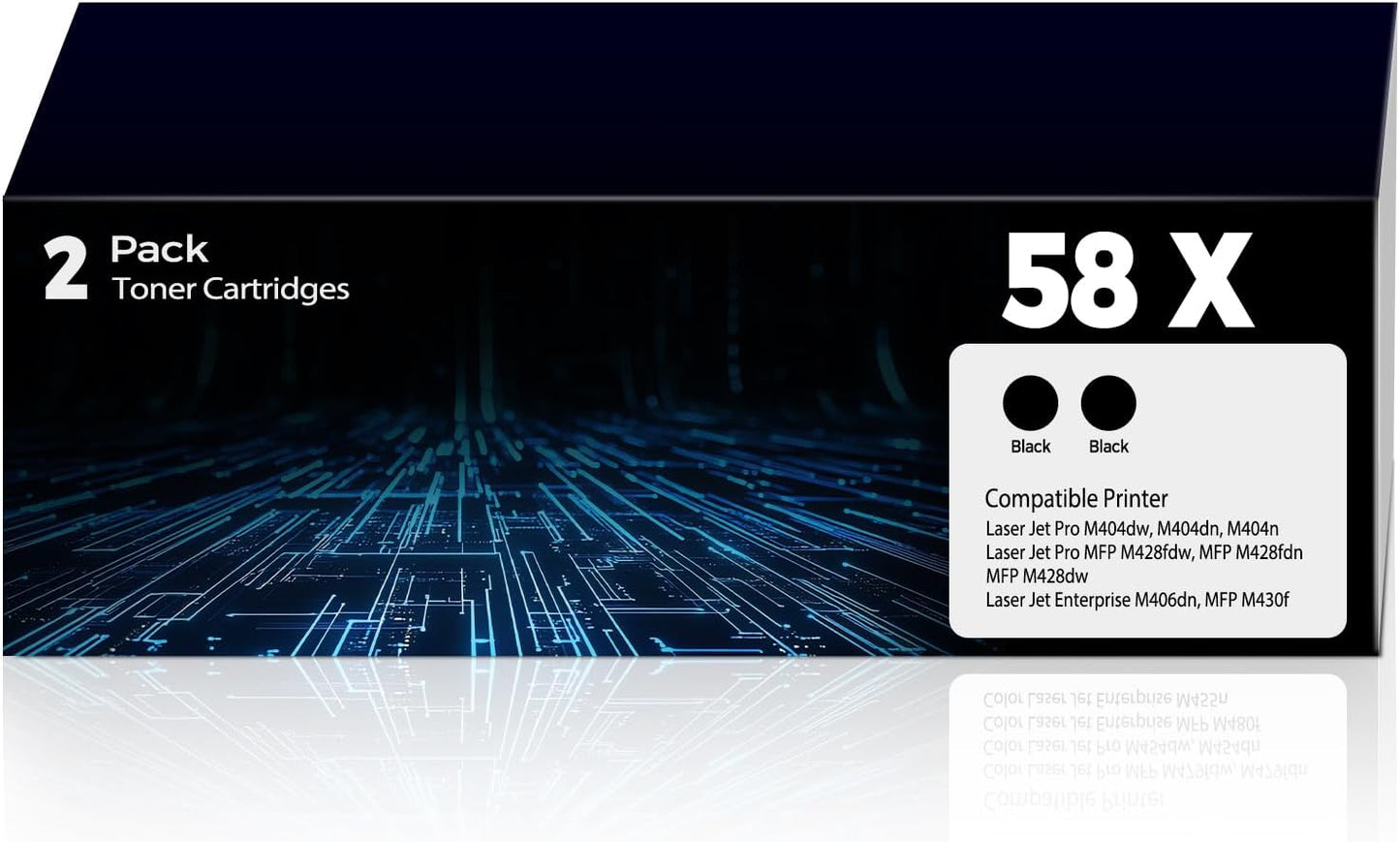 58X Toner Cartridge Black Laser Jet Pro M404dw Enterprise M406dn Compatible for HP 58X Toner Cartridge Compatible for MFP M430f M404dn M404n MFP M428fdw MFP M428fdn MFP M428dw M404dw Printer (2 Pack)