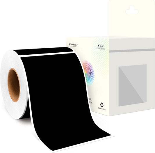 3 x 5 Inch 250Pcs Rectangle Color Coding Stickers,Strong Adhesion Easy to Write Label for Moving,Box Organization,Inventory,Business,Black