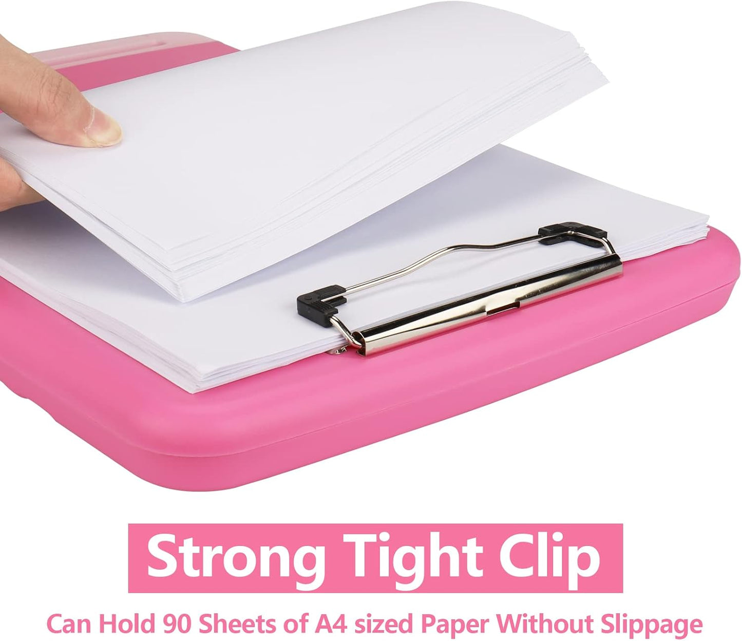 Clipboard with Storage,A4 Binder Nursing Clipboards with Pen Holder,Heavy Duty Storage Clipboard with Low Profile Clip,Clipboards Folder Side-Opening,Smooth Writing Clip Board Office Supplies(Pink)