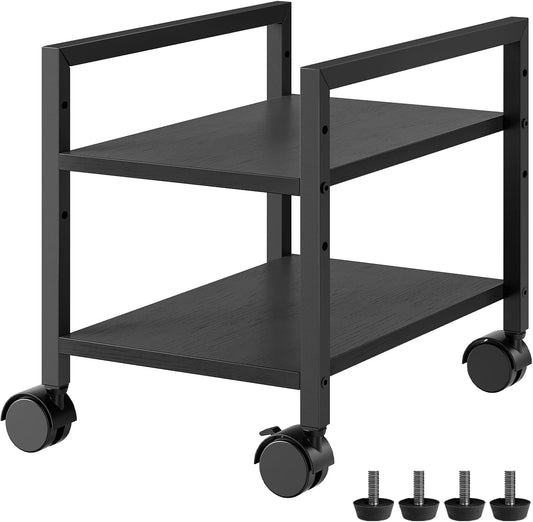 HOOBRO PC Stand, 2-Tier PC Tower Stand Fits Most Computer Towers, CPU Holder for Floor, Height Adjustable, CPU Stand with Wheels Under Desk, for Home Office, Black BB11CJ01