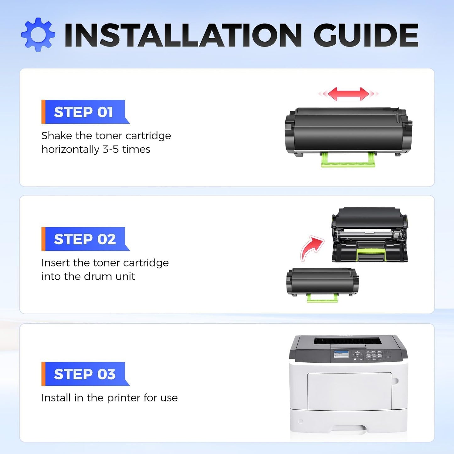 24B6186 Toner Cartridge Black with chip High Yield 1-Pack Replacement for Lexmark 24B6186 Toner Cartridges Compatible with Lexmark M3150 XM3150 XM3150h Laser Printer All-in-One Copier (16,000 Pages)