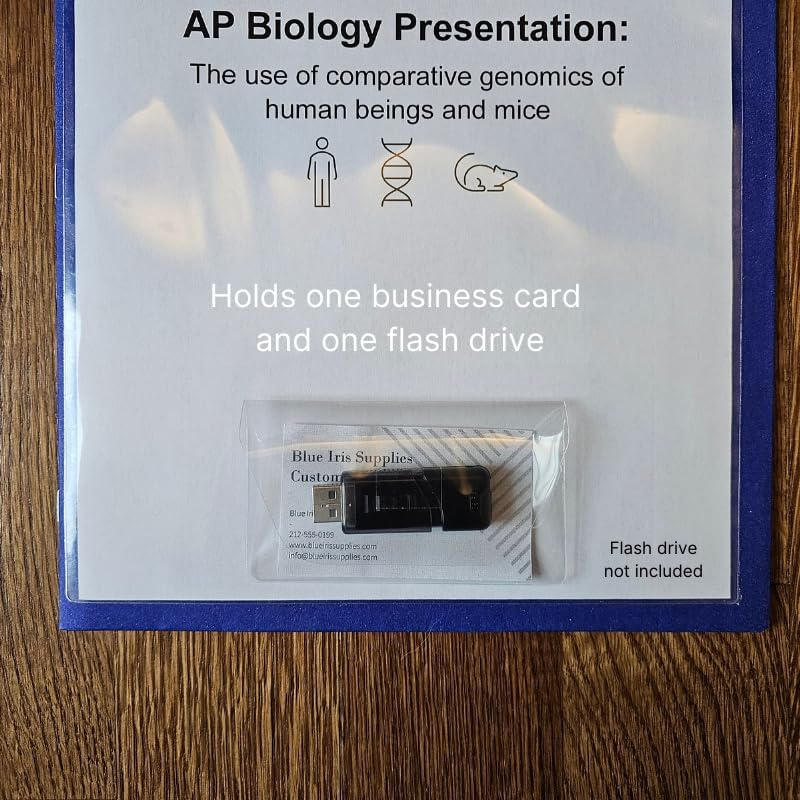 Business Card Pocket - Flash Drive Pocket - Self Adhesive - Open Long - Resealable Flap - BIS10130 (25-Pack), Clear