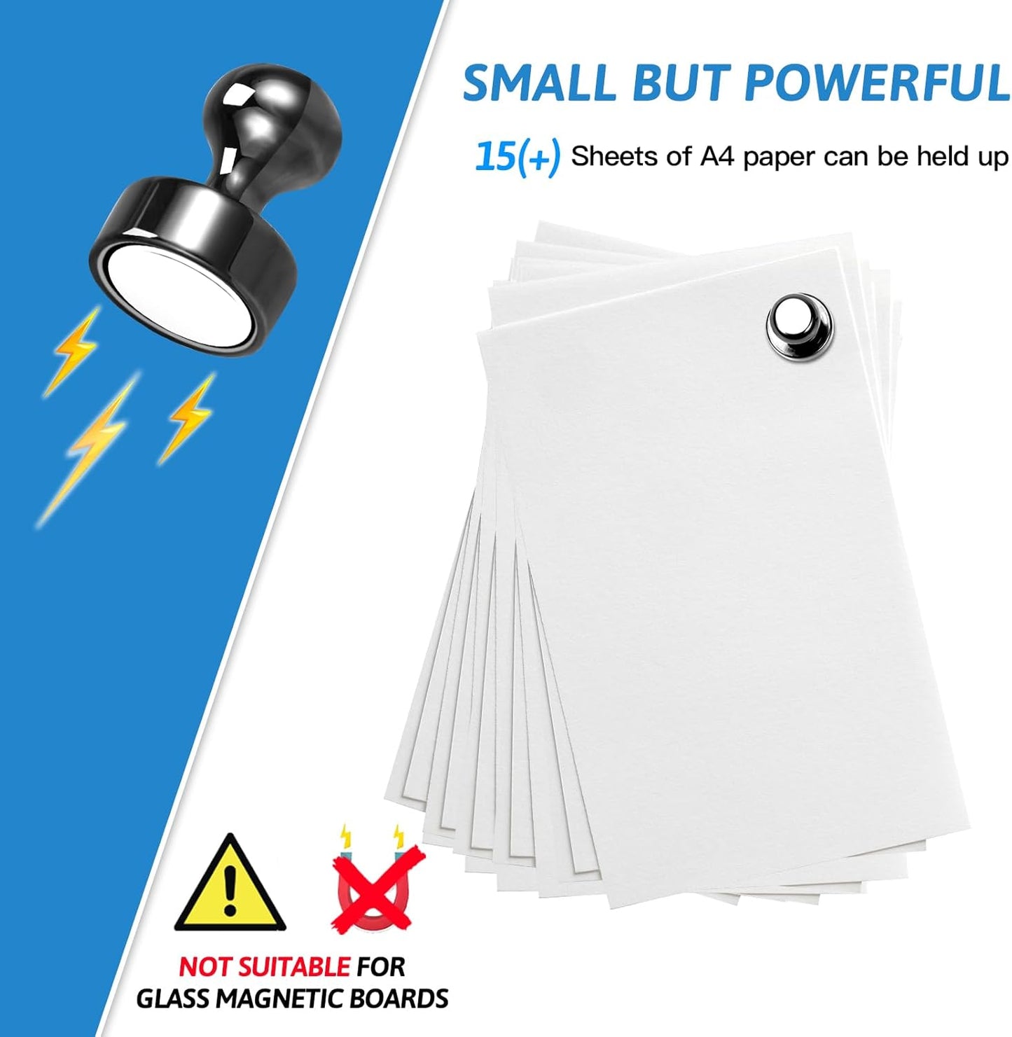 20Pack Strong Magnets for Refrigerator Neodymium Fridge Magnets Adult Magnets for Dry Erase Board Lockers Whiteboard Kitchen Home Office Classroom Black