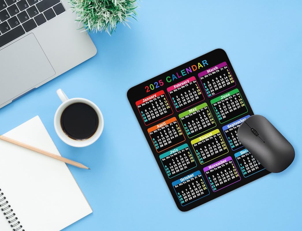 Calendar Mouse pad, 2025 Calendar Color Vertical Edition Natural Rubber Quality Creative Gaming Mouse Pad Rectangle Mouse Personalized Desk Mouse Pad 9.5 inch x 7.9 inch