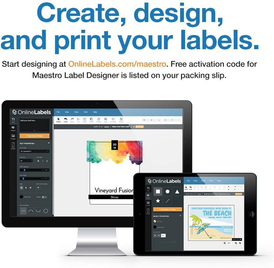 4 x 2.5 Rectangle Labels - Permanent, White Matte - Address, Shipping, Mailing, Gift Labels - Pack of 8,000 Labels, 1,000 Sheets - Inkjet/Laser Printers - Online Labels