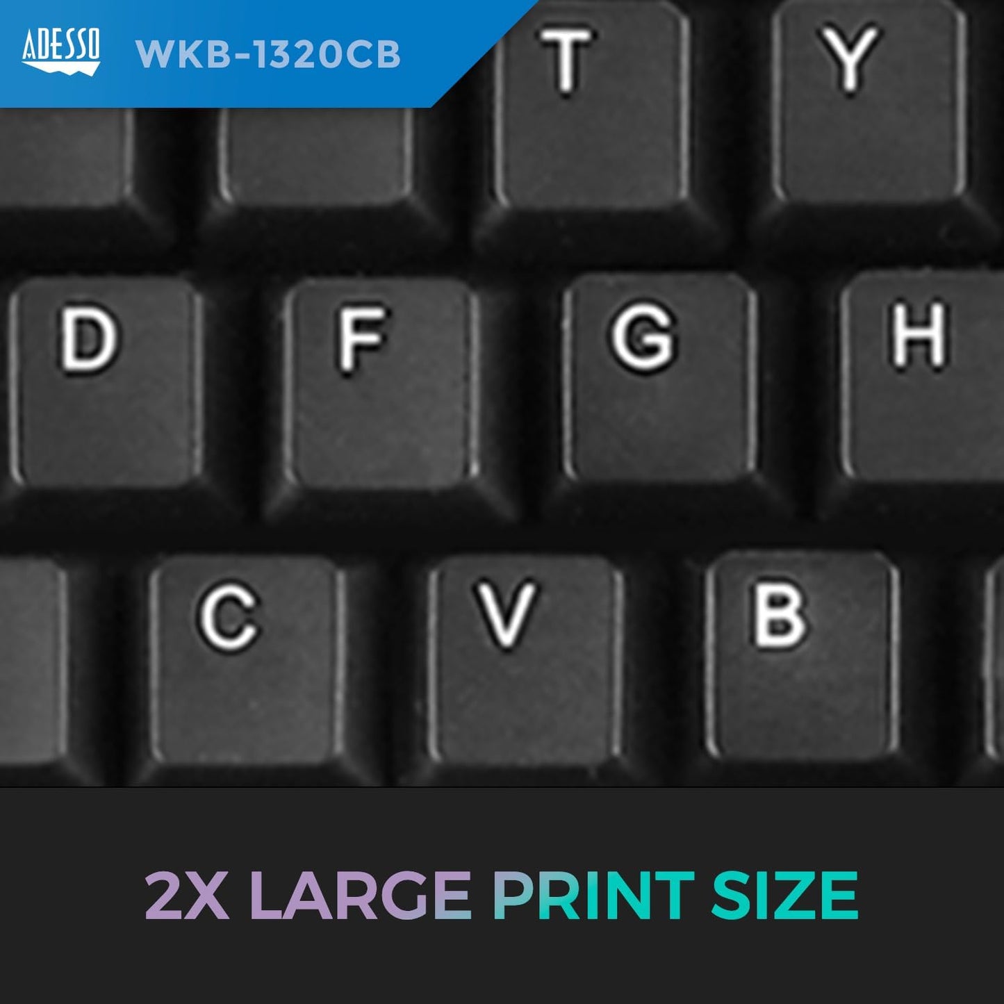 Adesso WKB-1320CB EasyTouch - Wireless Desktop Keyboard and Mouse Combo, Black