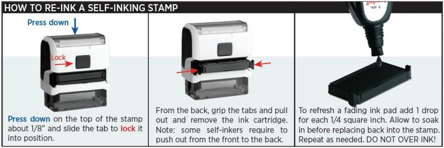 Infusion Self-Inking Custom Rubber Stamp (Personal or Business Use) - Choose from 16 Colors (1" x 2-1/2")
