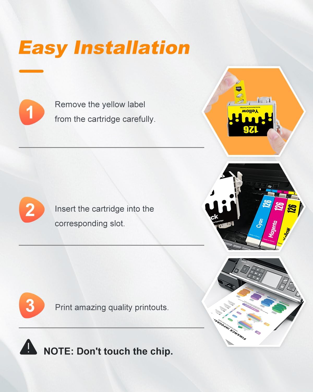 126 Ink Cartridges Remanufactured Replacement for Epson 126 Ink Cartridges for Epson 126 T126 Ink use for Epson Workforce WF-3520 WF-3540 WF-7010 435 545 645 845 60 Stylus NX430 (10 Pack，126 Ink)