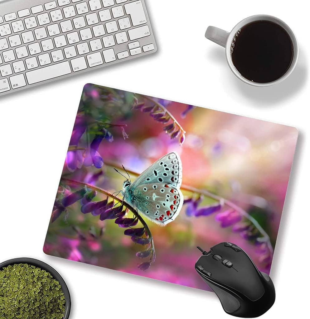 Customized Square Gaming Office Computer Mouse Pad, Colored Butterfly Anti Slip Rubber Desktop Mouse Pad