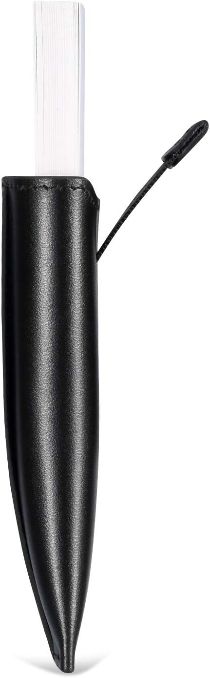 HISCOW Business Card Holder with Flap for Dispensing Cards - Italian Calfskin (Black)