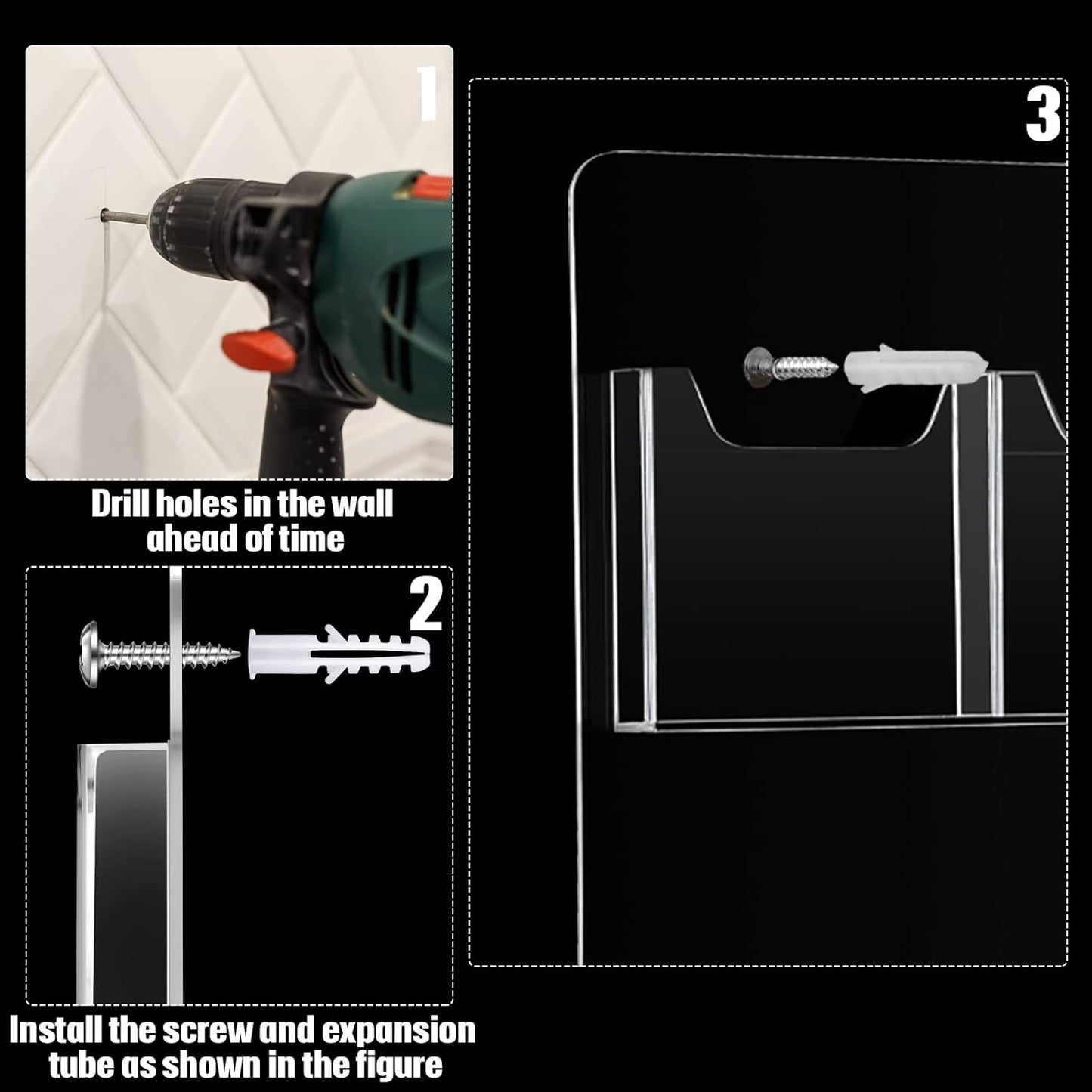 Eersida 2 Pack Acrylic Brochure Pamphlet Holder Wall Mount Clear Brochure Display Holder Plastic Trifold Flyer Rack Literature Storage Rack for Offices Waiting Room (6 Pockets, 15 x 13 Inch)