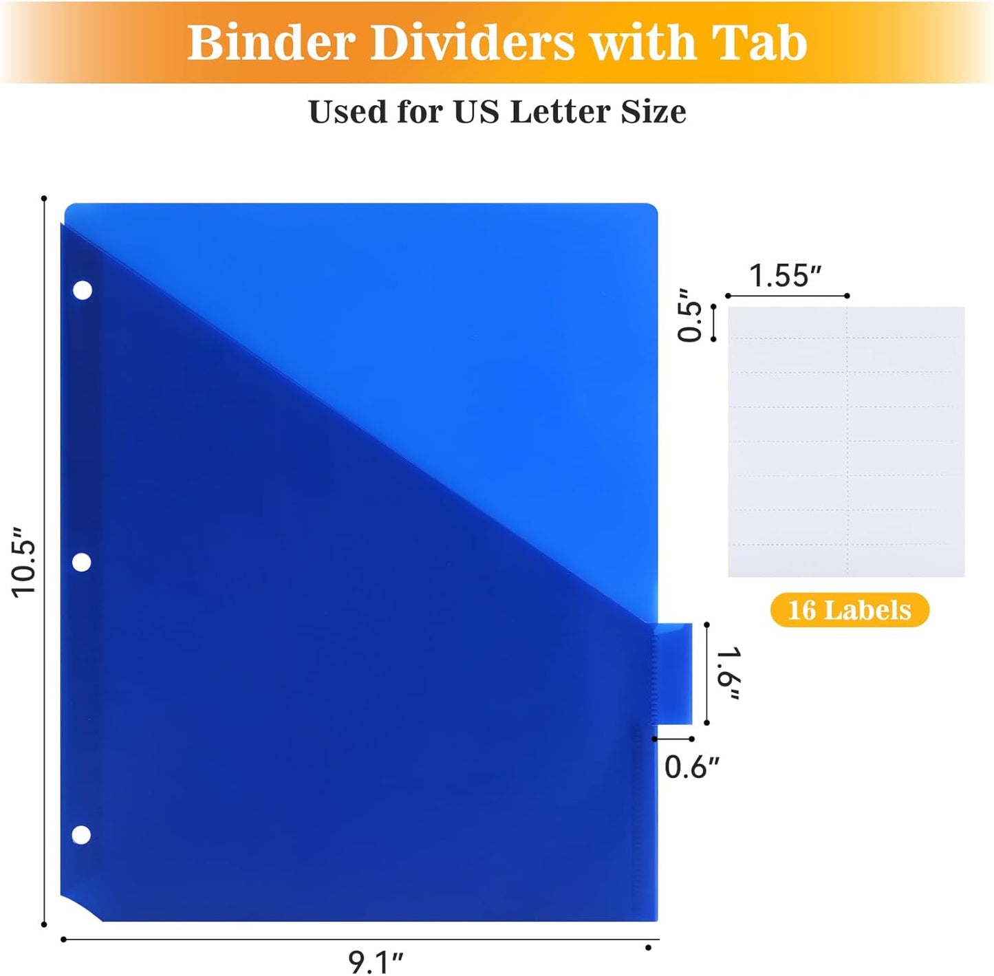 8-Tab Dividers for 3 ring binder, 96 Count Binder Dividers with Pockets, Subject Dividers, 3-Hole Plastics Sheets Protectors for US Letter Size in 0.5", 1",2" Binders, Vibrant 8 Color, 12 Packs
