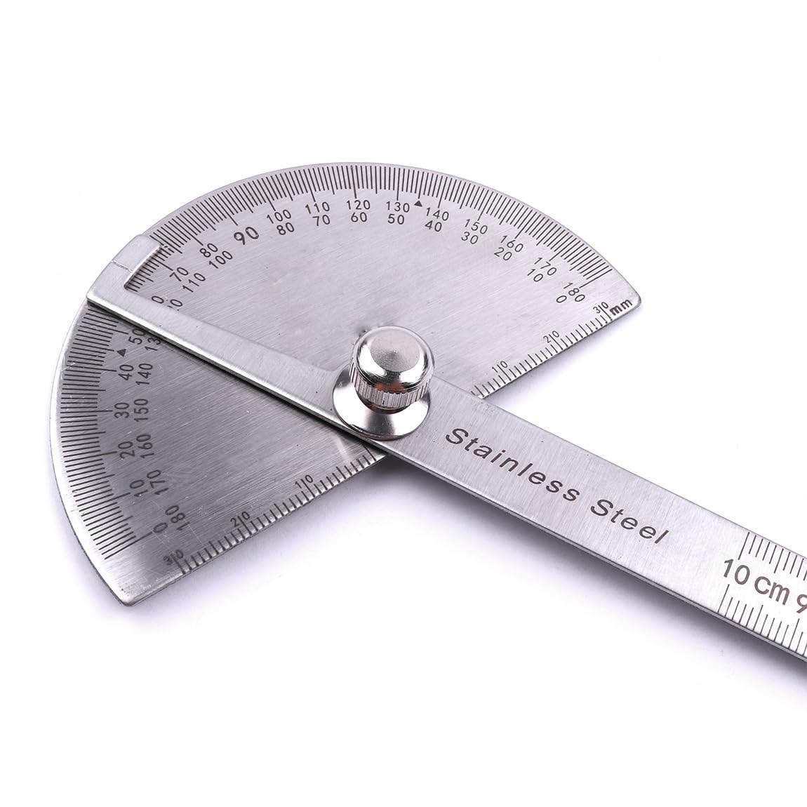 Atoplee Stainless Steel Protractor 0-180° Round Head Protractor - Angle Finder Craftsman Ruler Machinist Tool Ruler Adjustable Woodworking Angle Measure Tool