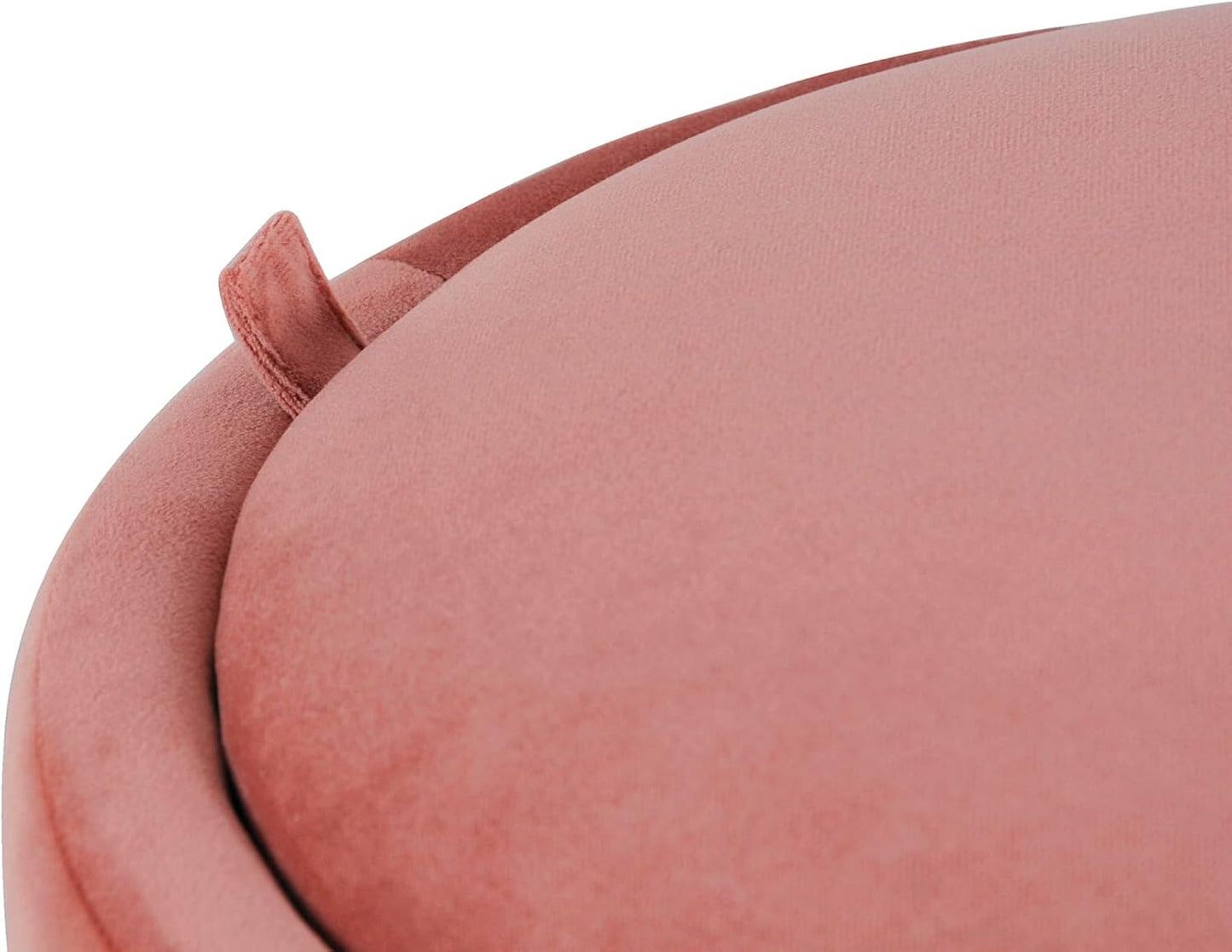 HomePop Storage Round Ottomanwith Removable Lid Home Décor|Upholstered Round Velvet Foot Rest Ottoman - Blush Pink Velvet