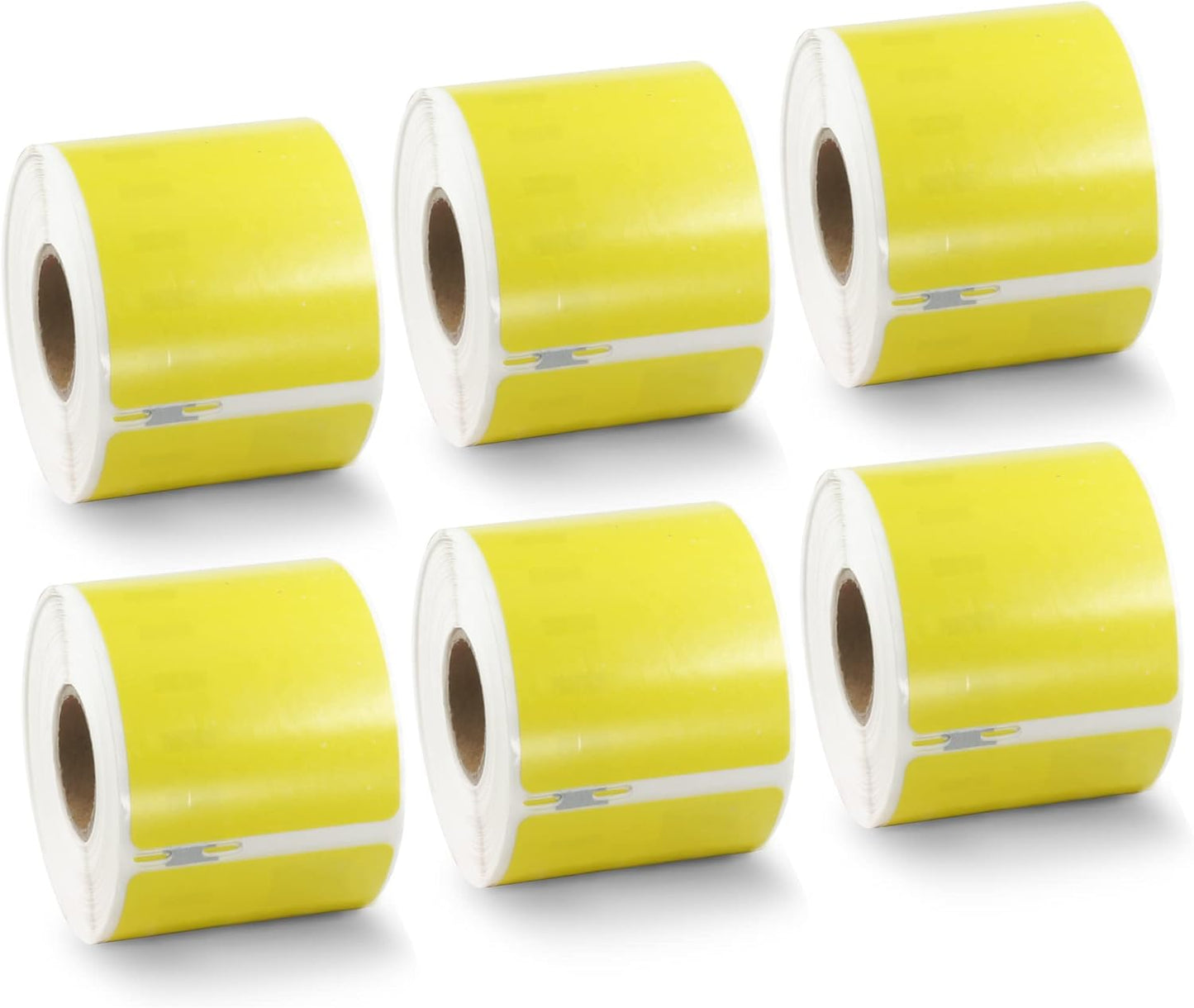BETCKEY Colored Labels Compatible with Dymo 30323 (2-1/8" x 4") Name Badge Labels, Compatible for Dymo LabelWriter Thermal 450, 4XL & Zebra Desktop Printers [6 Rolls, 1320 Labelss, Yellow]