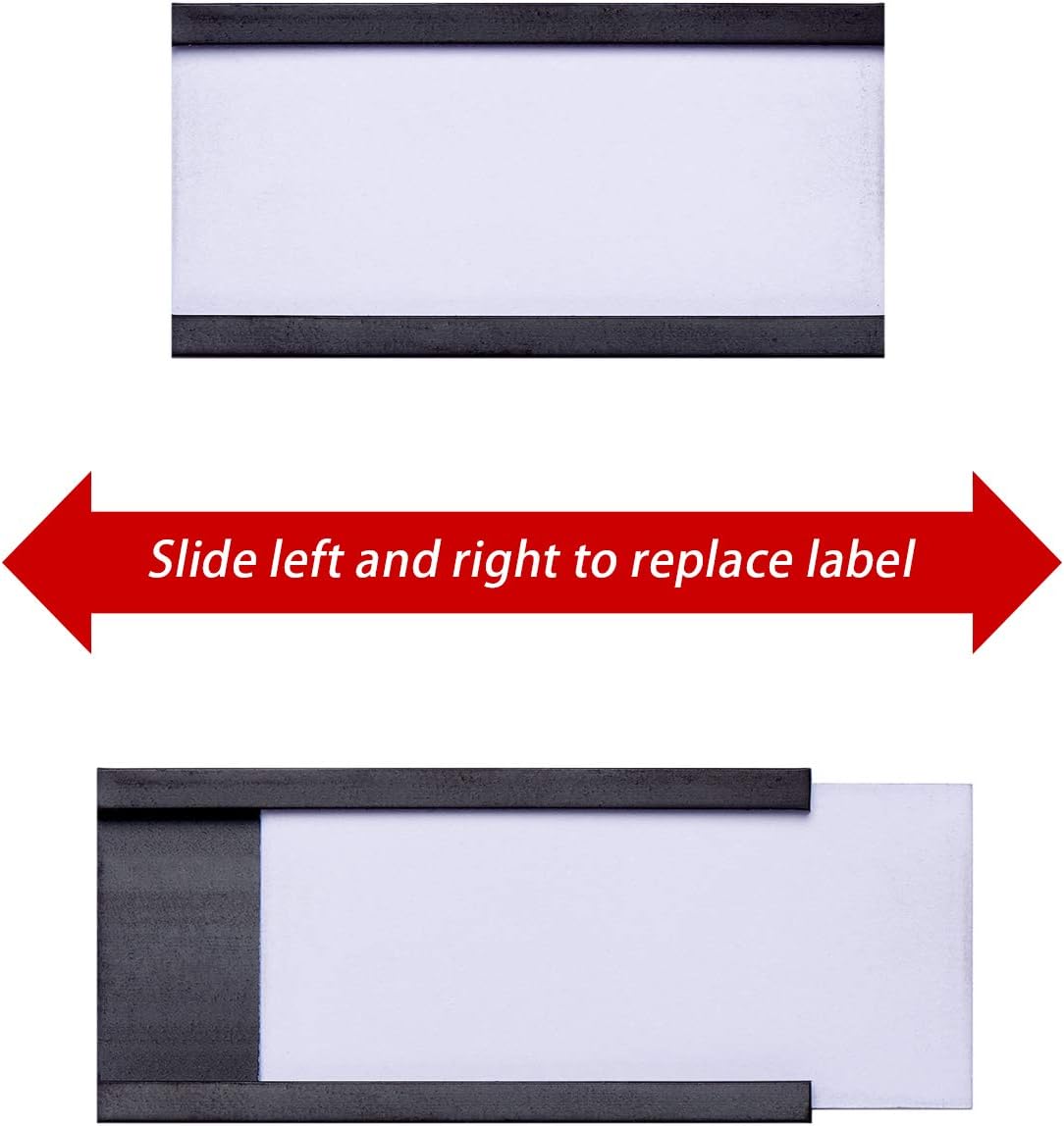 Eeoyu Magnetic Label Holders with Magnets Magnetic Data Card Holders with Clear Plastic Protectors for Metal Shelf, Whiteboard, Set of 50 (1 x 2 Inch)