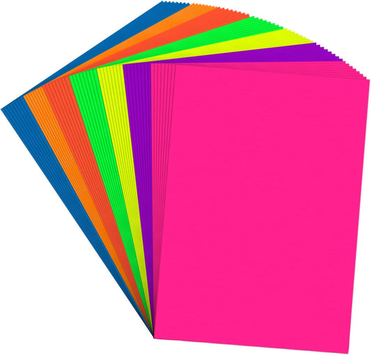 Colored Cardstock 4 in x 6 in,56 Sheet Fluorescent Neon Index Paper 250 GSM/90 LB HeavyWeight Card Stock Set of 7 Colors for Cutting DIY Art Craft