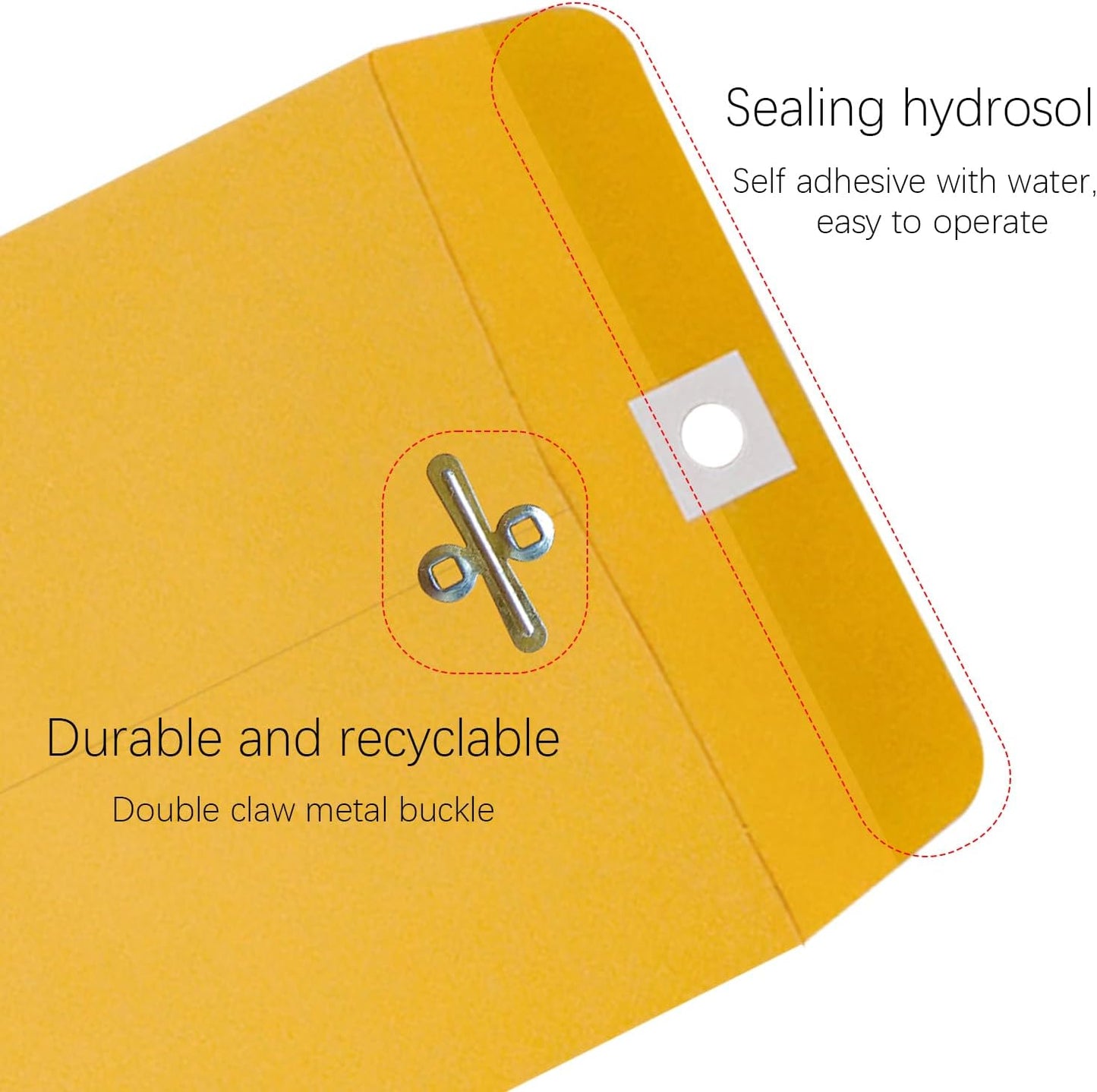 10” x 13” Clasp Envelopes with Gummed Seal Brown Kraft Catalog Envelopes Clasp Mailing Envelopes for Home, Office, Business 28 lb Kraft Paper,Pack of 30