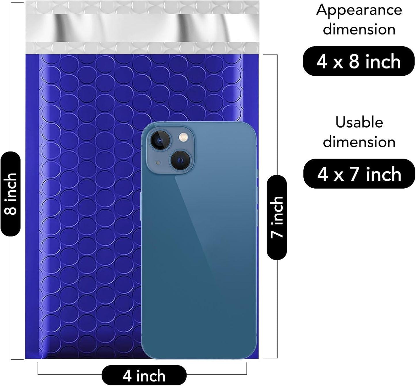 Fuxury Bubble Mailer 800Pcs 4x8 Bubble Mailers Bulk Royal Blue Shipping Padded Envelopes Usable Size 4x7” Waterproof Mailing Envelopes for Mailing,Packaging, Small Business #000