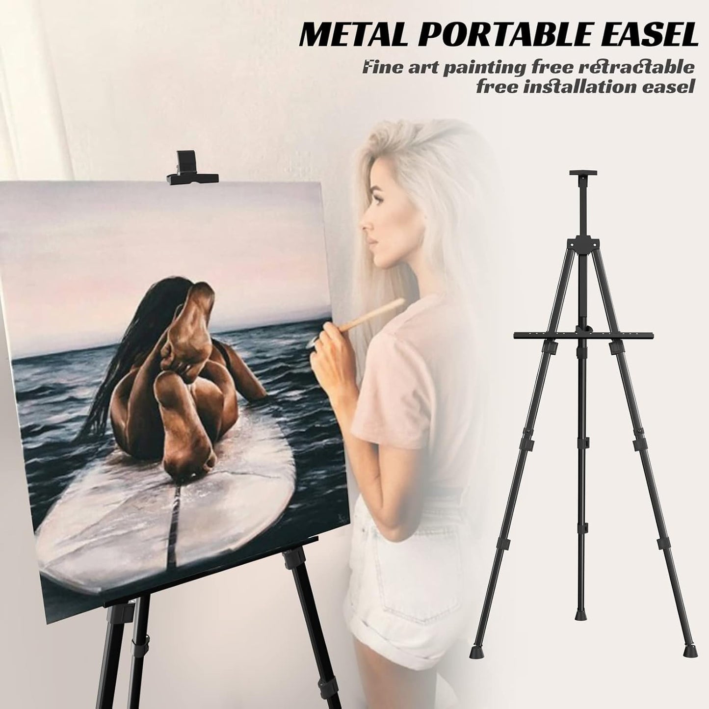 Easels for Painting Canvas, Aredy 66" Art Easel for Drawing, Portable Painting Easel Stand, Metal Table Top Easel (4 Pack)
