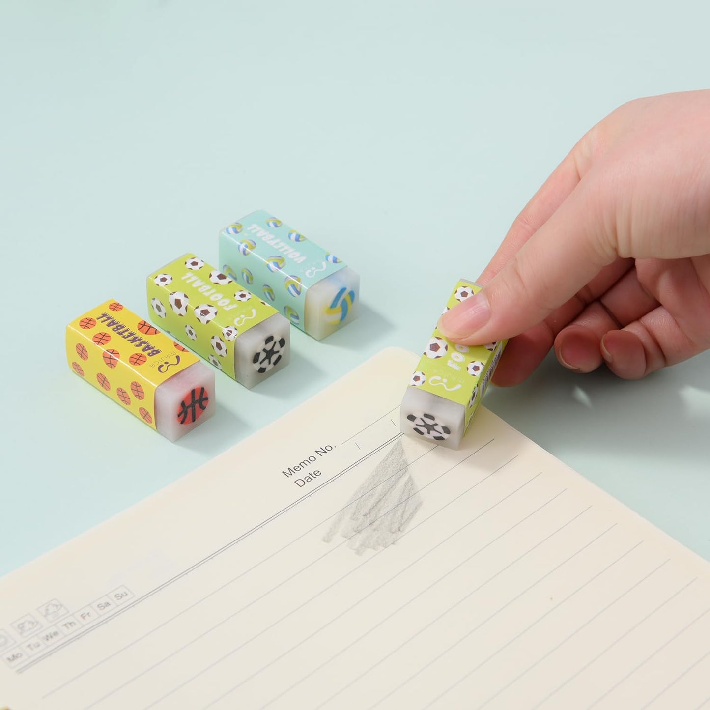 18 Pack Kawaii Ball Erasers for Kids, Colorful Jelly Erasers for School Supplies and Art Projects