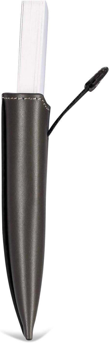 HISCOW Business Card Holder with Flap for Dispensing Cards - Italian Calfskin (Gray)