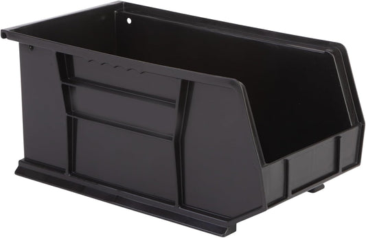Hudson Exchange 15" x 8" x 7" (6 Pack) Plastic Stackable Storage Bin and Hanging Container, Black