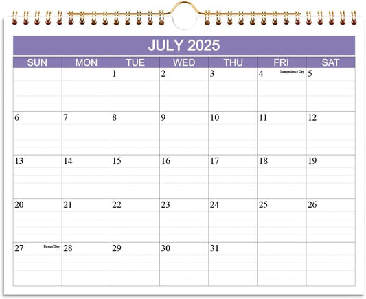 2025-2026 Calendar- Wall Calendar 2025-2026 Runs from July 2025 to December 2026-18 Months Calendar with Thick Paper for Planning and Organizing for Home or Office, 8.5 x 11 Inches, Purple