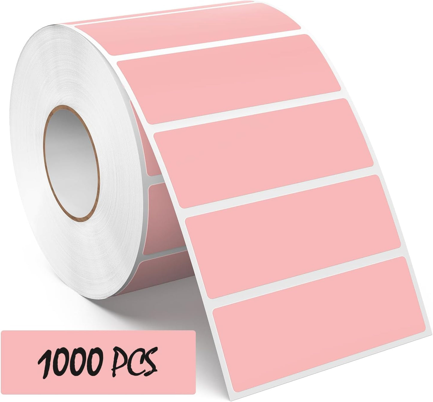 3 × 1 Inches Pink Rectangle Color Coding Labels 1000 PCS, Self-Adhesive Writable Waterproof Vinyl Blank Sticker Roll for Office Home School Business