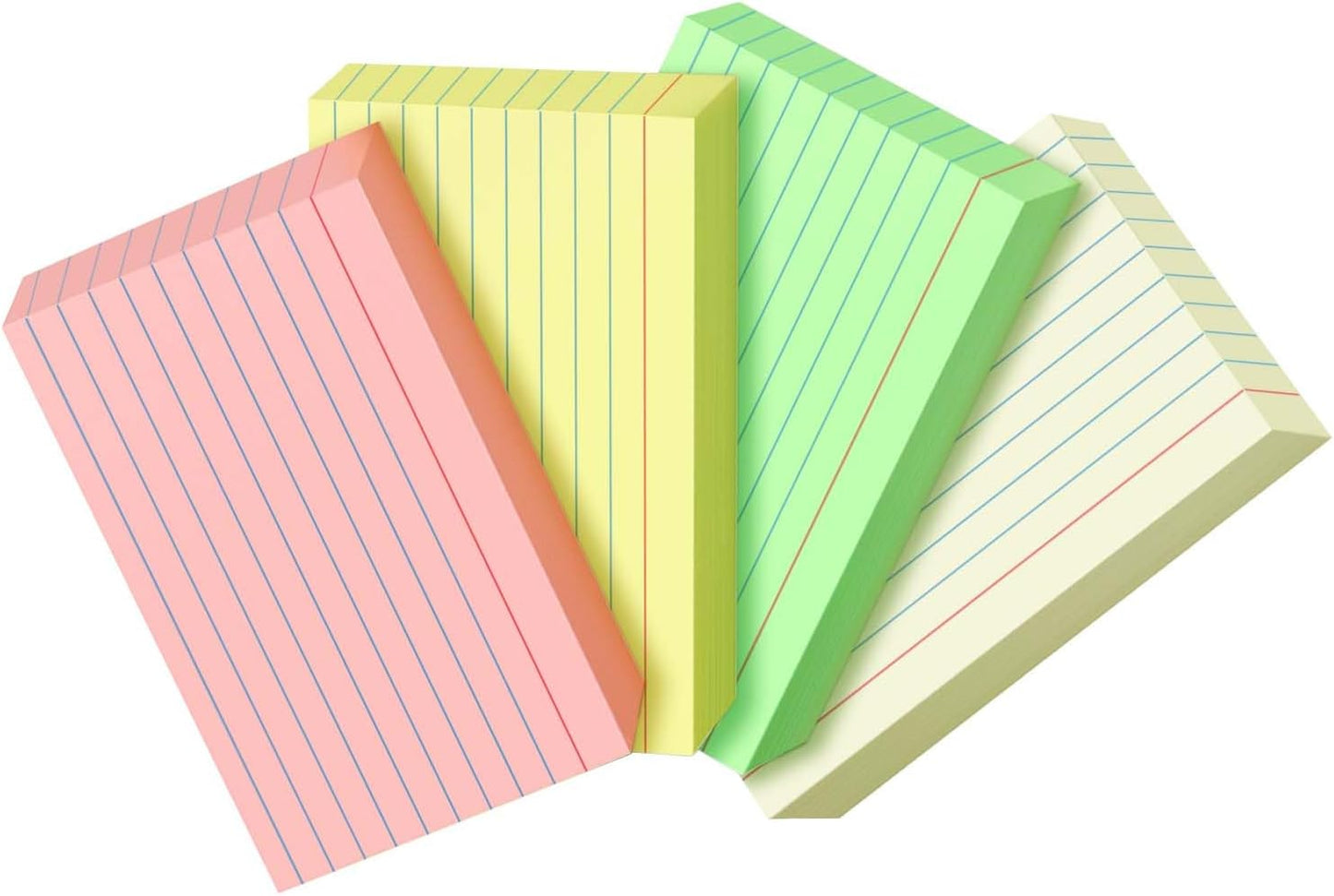 200 PCS Colored Index Cards 3x5, Ruled Index Cards, Flash Cards for Studying, Heavy Note Cards for Office, Home and School，Light Red/Green/Yellow/Beige 4 Colors, 50 PCS of Each Color