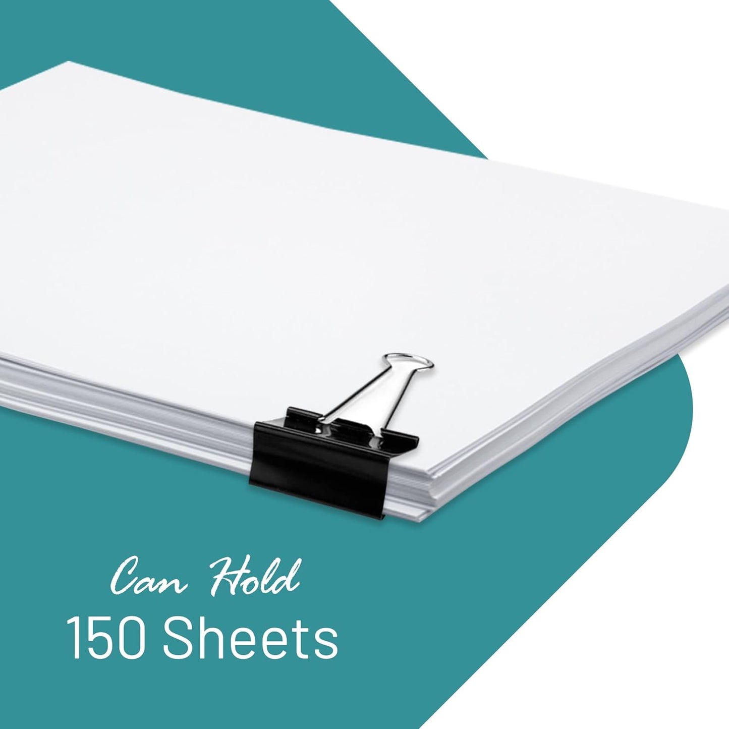 Binder Clips - 144 Medium Binder Clips, 1.25 Inch Black Paper Clamps, File Clip for Home, Office and School Supplies