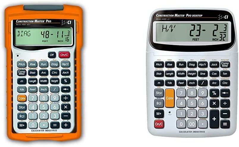 Calculated Industries 4065 Construction Master ProCalculator & 44080 Construction Master Pro-Desktop Advanced Construction Math Feet-Inch-Fraction Calculator with Trig Tool