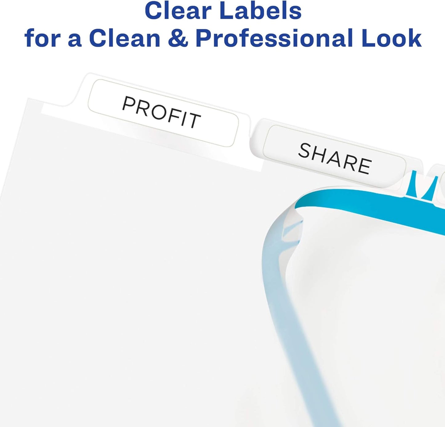 Avery 5 Tab Dividers for 3 Ring Binder, Easy Print & Apply Clear Label Strip, Index Maker Customizable White Tabs, 25 Sets (11446)