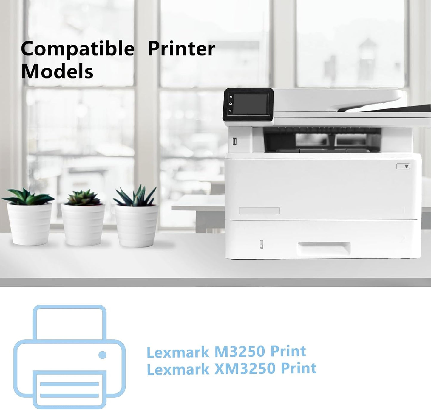 High Yield 24B6887 M3250 XM3250 with Chip Black Toner Cartridge Compatible with Lexmark 24B6887 Toner Cartridge for M3250 XM3250 Printer (22,000 Pages)