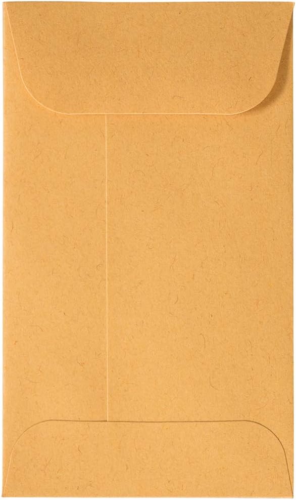 JAM PAPER #3 Coin Business Commercial Envelopes with Peel and Seal Closure - 2 1/2 x 4 1/4 - Brown Kraft Manila - 100/Pack