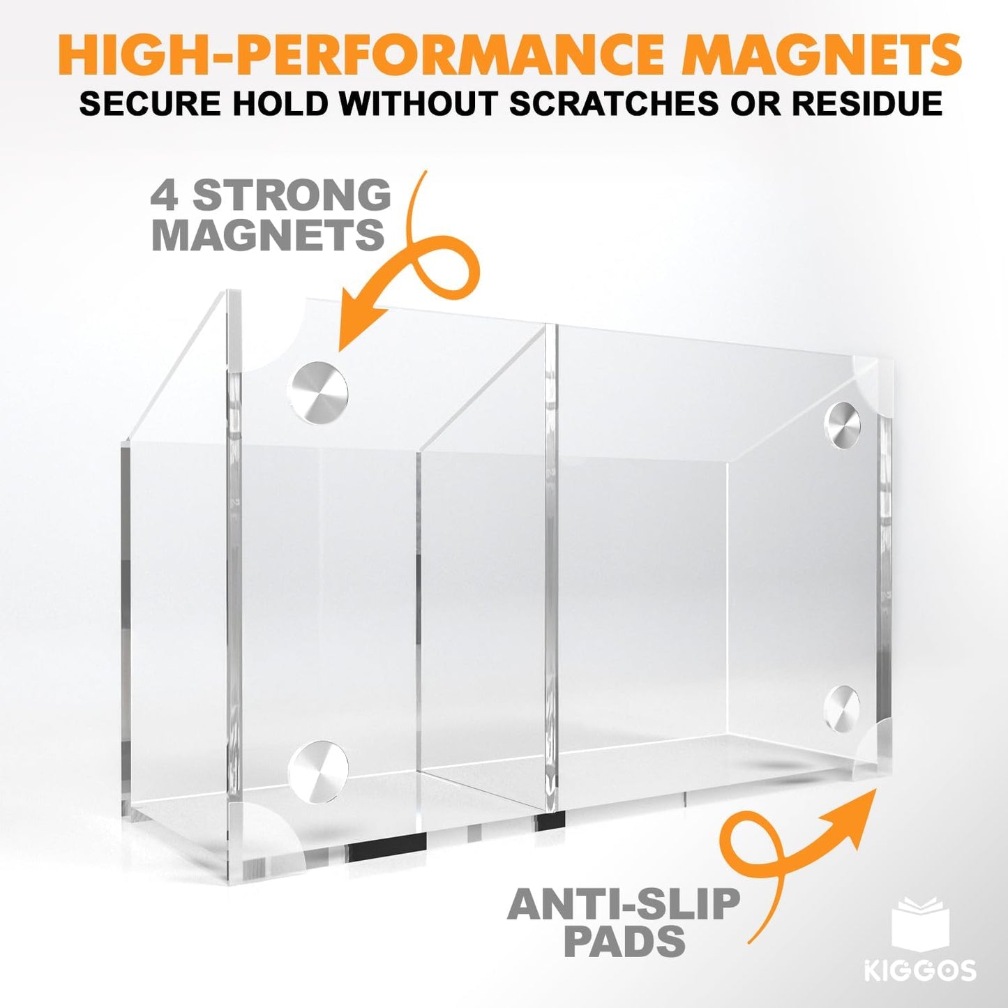 Acrylic Magnetic Marker Holder for Whiteboard Pen Organizer 2 Compartments Teacher Classroom Organization Magnetic Pencil Holder for Refrigerator Classroom Decor Office Modern White Board Accessories