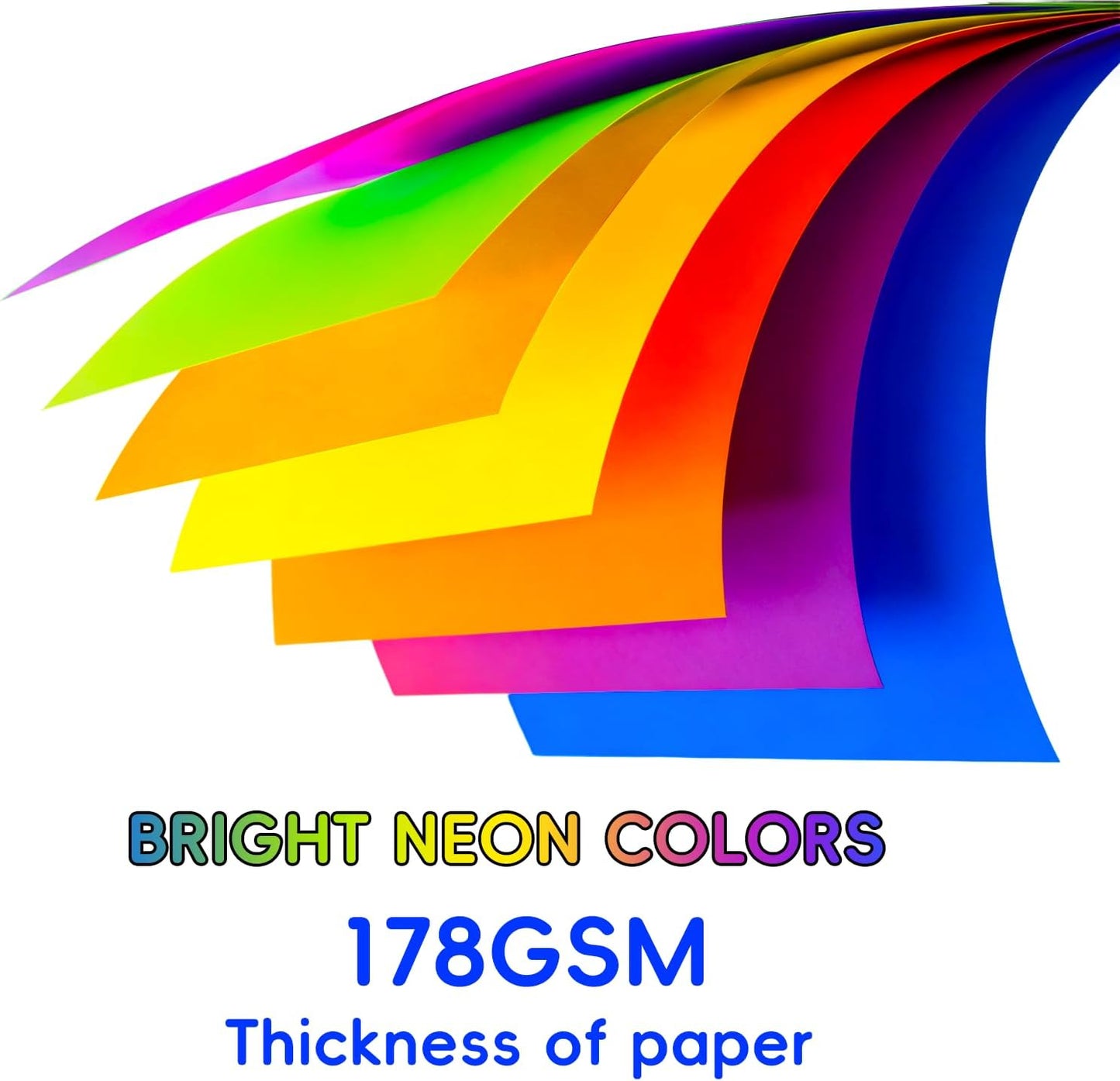 Index Cards 140-Count 5X8 Inch,178GSM Heavyweight Set of 7 Fluorescent Colors Paper Multicolor Study Cards