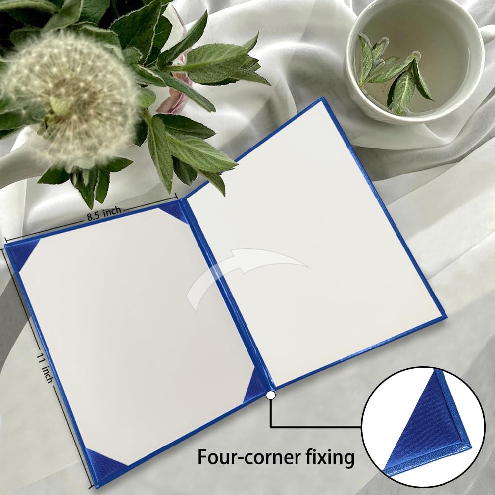 Diploma Cover 8.5x11 Inch, Graduation Certificate Holder - Elegant Faux Leather Folder for Graduation, Wedding Officiant, Award Certificates,Refillable,Royal Blue-1 Pack