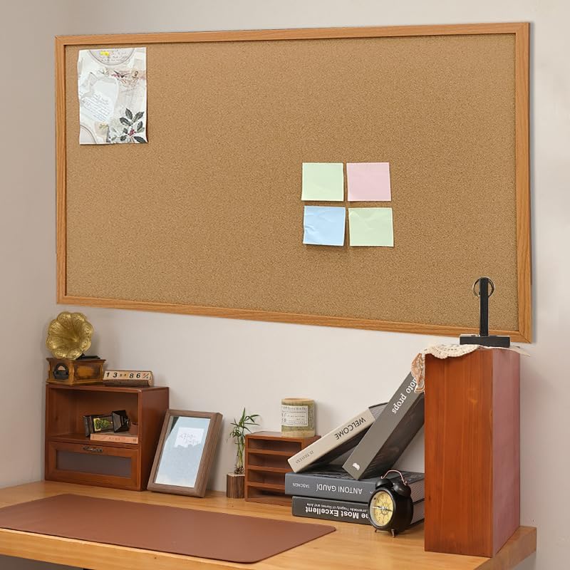 Cork Bulletin Board for Wall - 36” x 24” Bulletin Board Wall Mounted Wood Frame Message Board pin Board for School,Office and Home