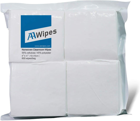 AAwipes Cleanroom Wipes Lint Free Wipes 4" x 4" Cellulose/Polyester Blend (4" x 4"-600 Pcs) Nonwoven Wipers (NW06804)