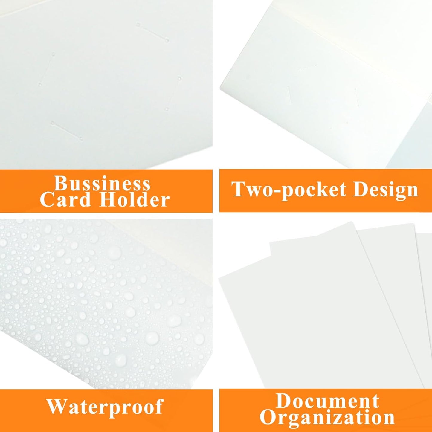 25Pcs White File Folders with Pockets and Business Card Holder,2 Pocket Folders for School,Home or Office,Durable Heavy Duty File Folders