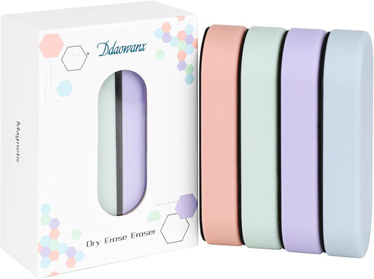 Ddaowanx Dry Erase Erasers, Magnetic Whiteboard Eraser Classroom Must Haves for Students Teachers, School Supplies (4 Pack, 4 Color)
