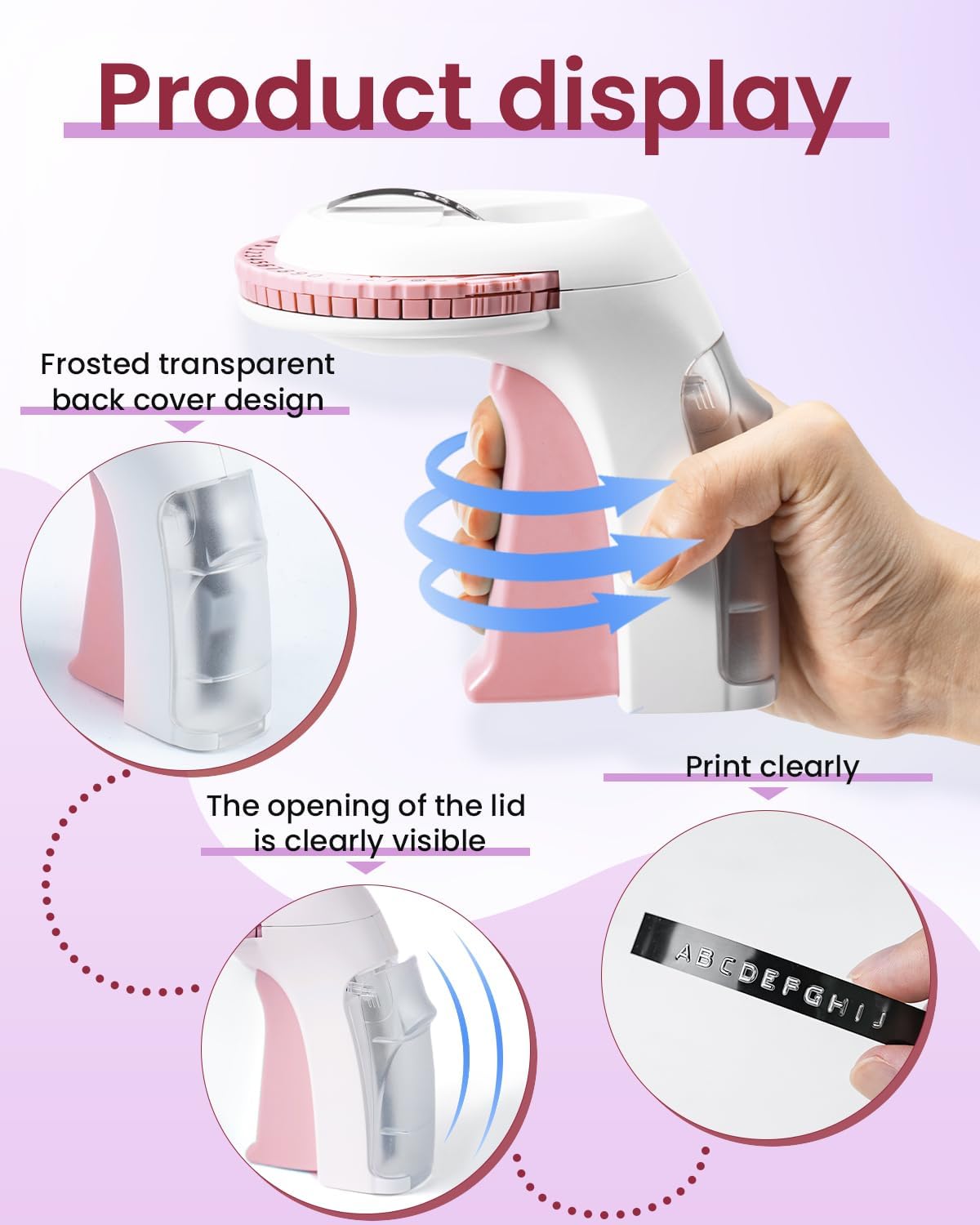 Embossing Label Maker Machine, Pink Omega S Embossed Label Maker, 3D Embossing Labeler Portable Handheld Old School Label Printer for Home Office DIY