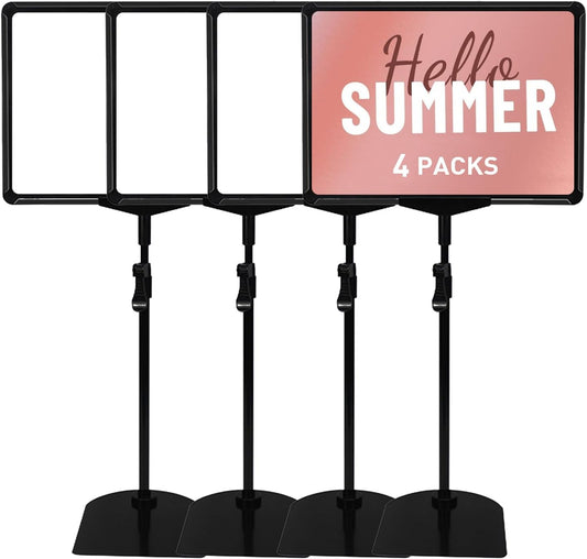 Adjustable Sign Stand - 8.5 x 11, Table Top Holder (Black-4pcs)