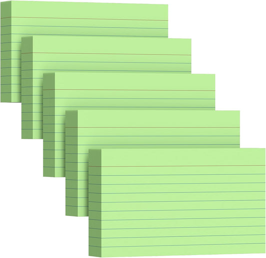 250 Count Index Cards 3 x 5 Inch, Heavyweight Green Lined Note Cards Portable Ruled Flash Cards Perfect for Studying and Organizing, Note Taking Study Flashcards for Home, School and Office
