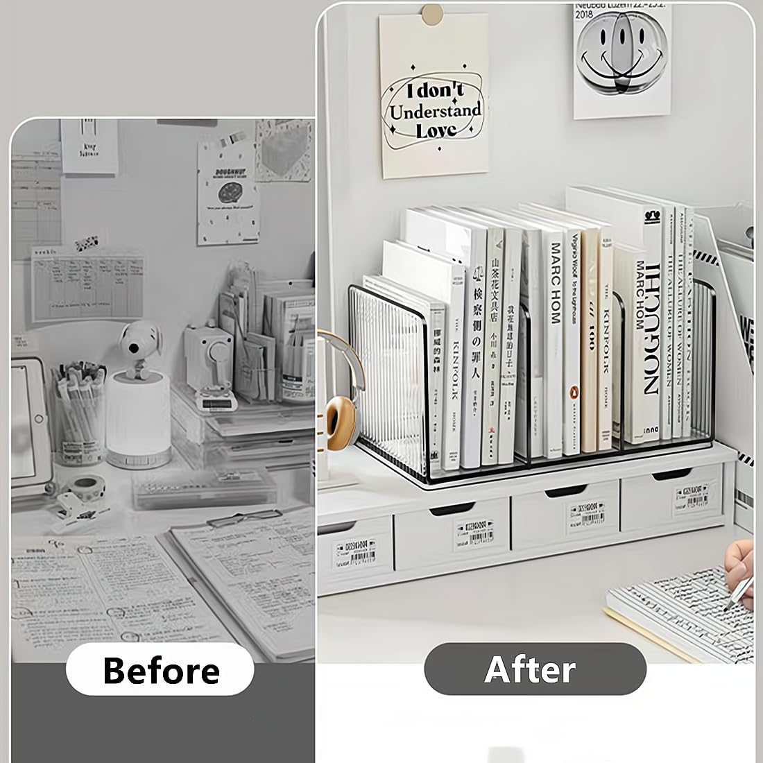 Acrylic Desk File Organizer,Office Desktop Binder File Folder Mail Organizer,Handbag Purse Book record Magazine Holder (2 Pack)